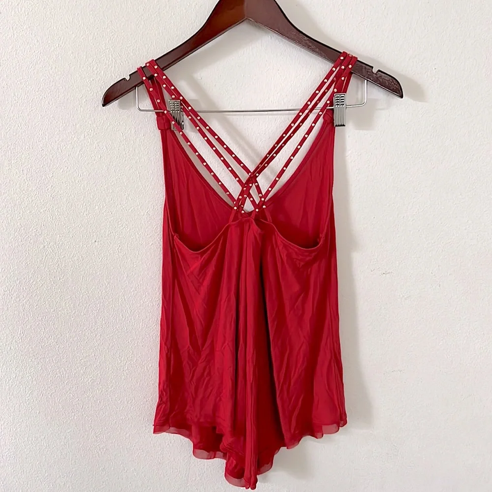 Candies Tank Top Red Gold Party Festival Size Medium - Picture 2 of 13